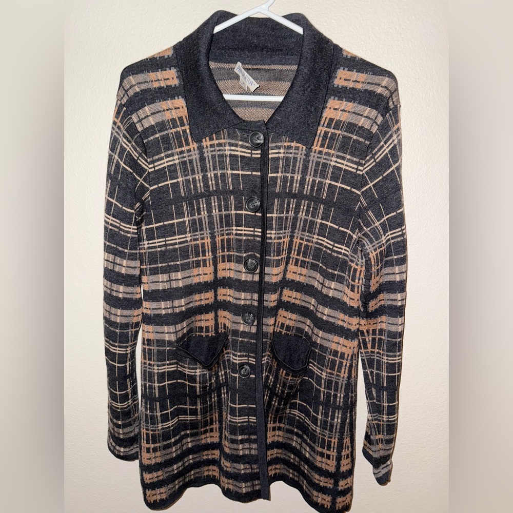 Pendleton Petite Vintage 100% Merino‎ Wool Button Down Collared Sweater Cardigan
